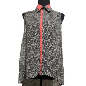 🙀 Lightweight Button Up High-Low Blouse Tank Collar Mind Code Medium 19” P2P